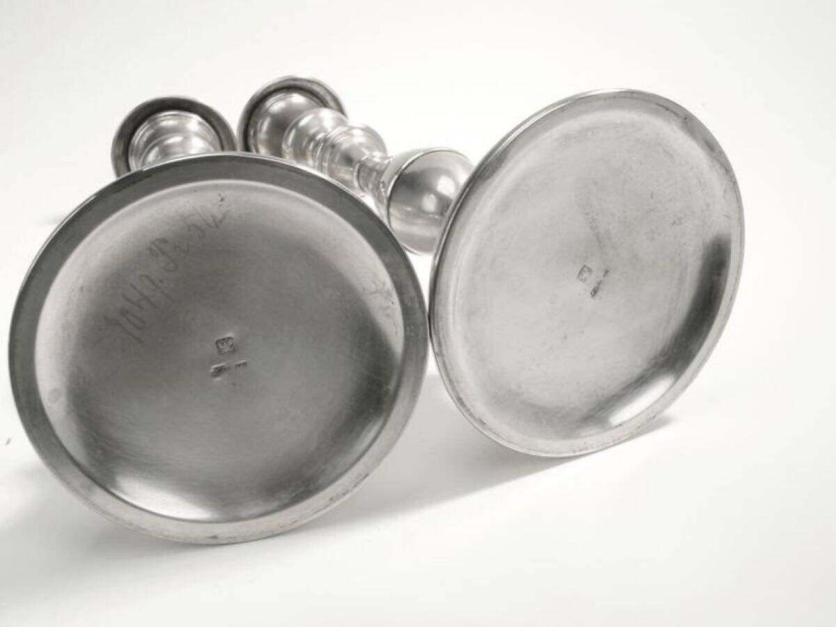Bougeoirs en laiton plaqué de Henniger, 19e siècle, ensemble de 2