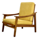 Midcentury Italian Armchair In Teak And Mustard Velvet.