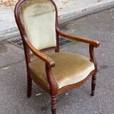 Imperial armchair in oak and beige velvet from the 19th century