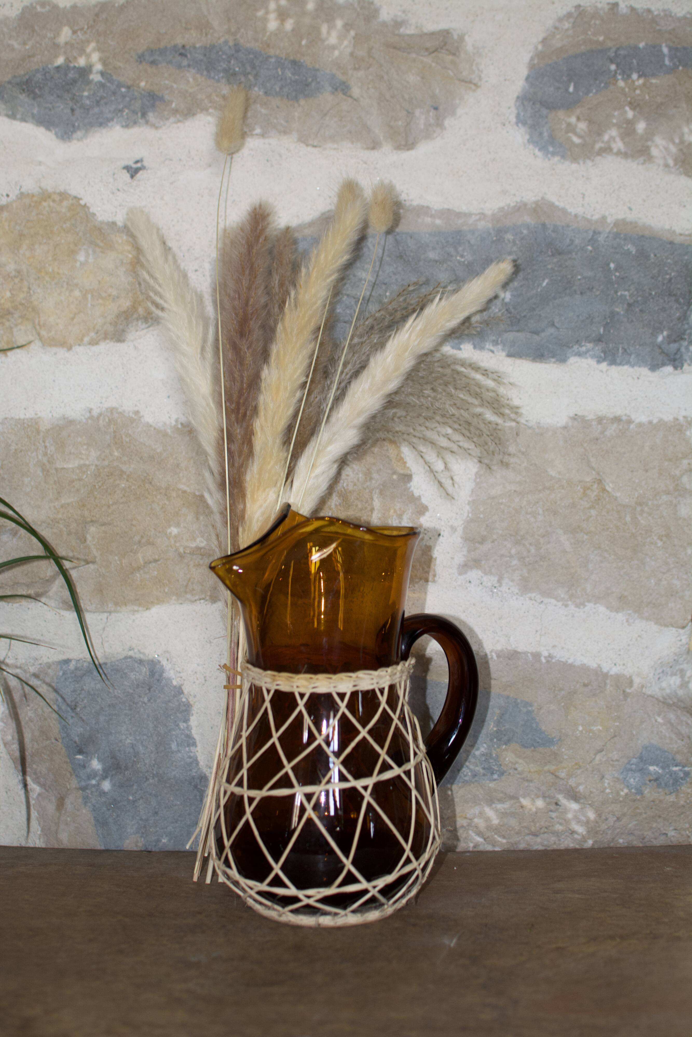 Vintage amber blown glass pitcher