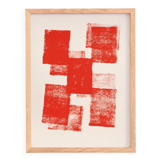 Abstract painting 30x40cm illustration in red signed eawy