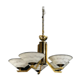 chandelier art deco period in glass paste and brass.