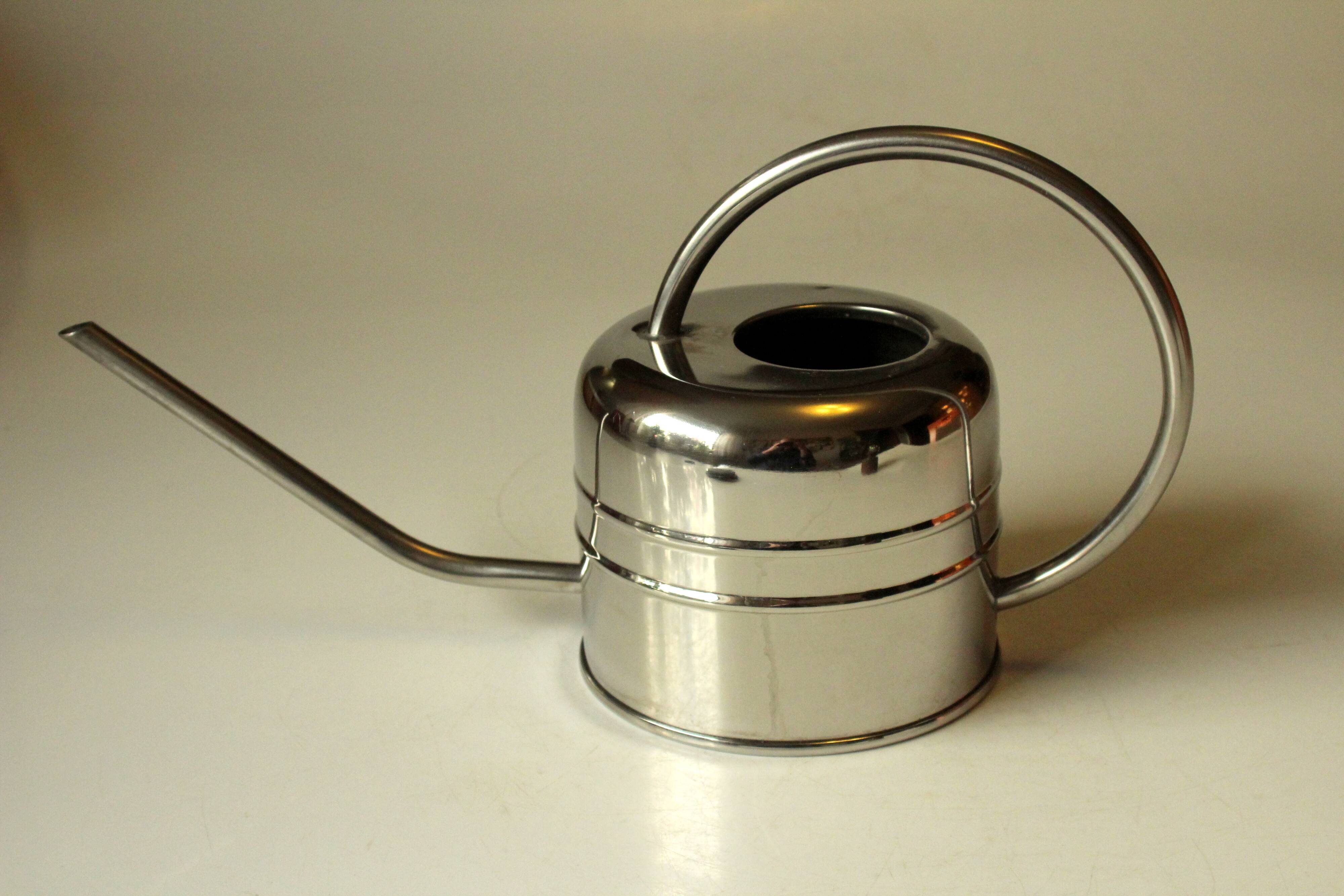 Stainless steel watering can, complete usuable, vintage from the 1970s