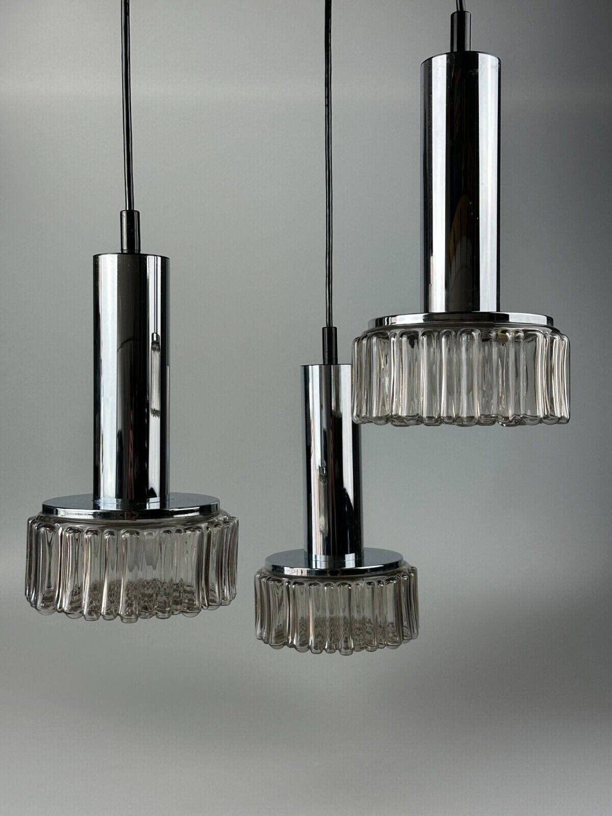 60s 70s 3-flame cascade lamp from Staff Leuchten Germany chrome glass