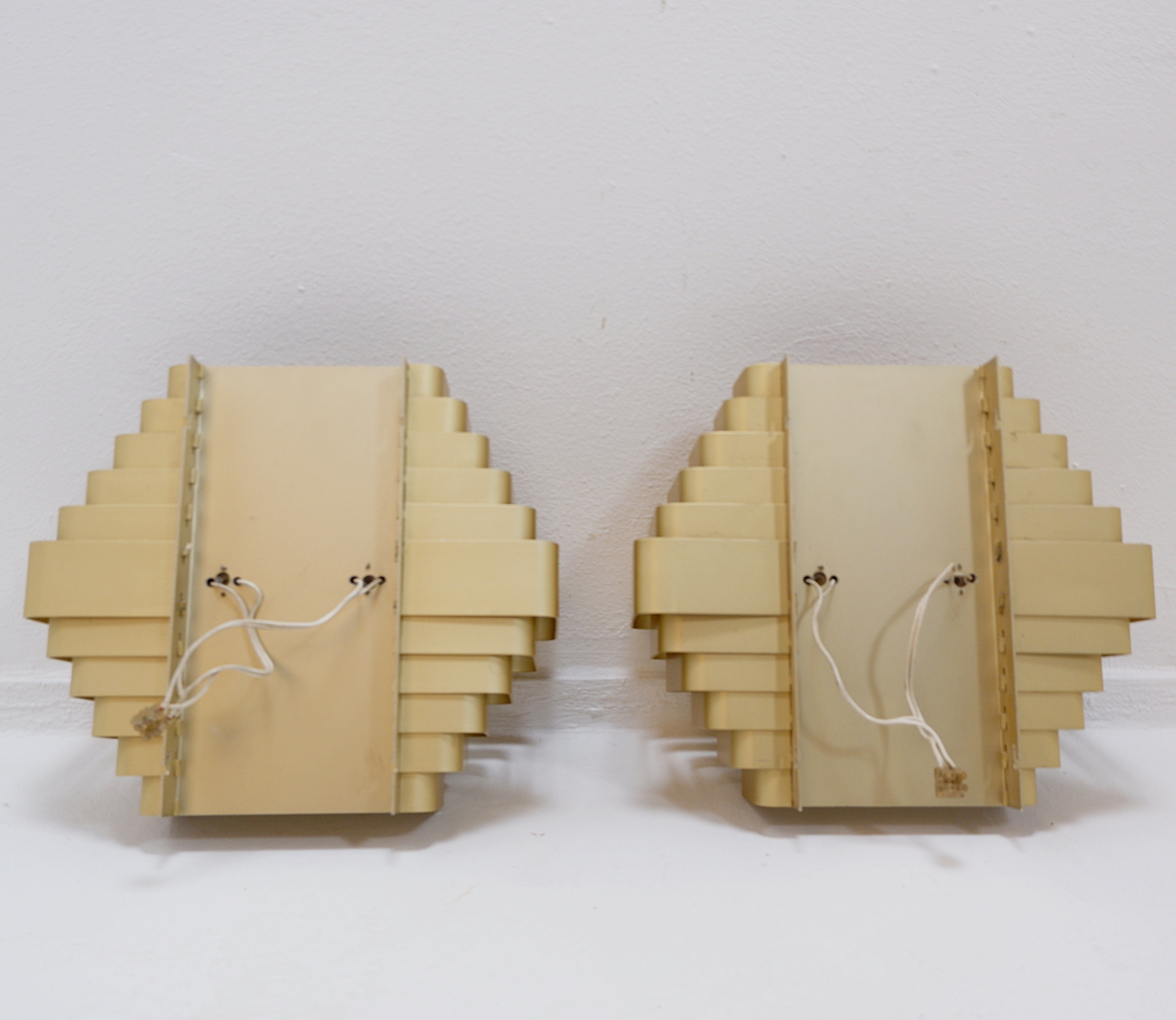 Pair of gold-plated aluminum wall lights by Jules Wabbes - 2 pairs available (1)