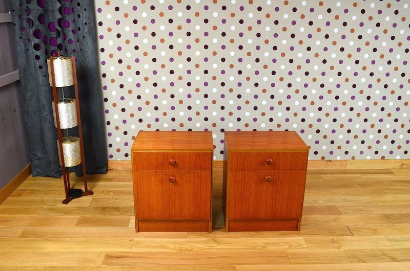 Pair of nightstands Vintage teak Scandinavian Design 1965