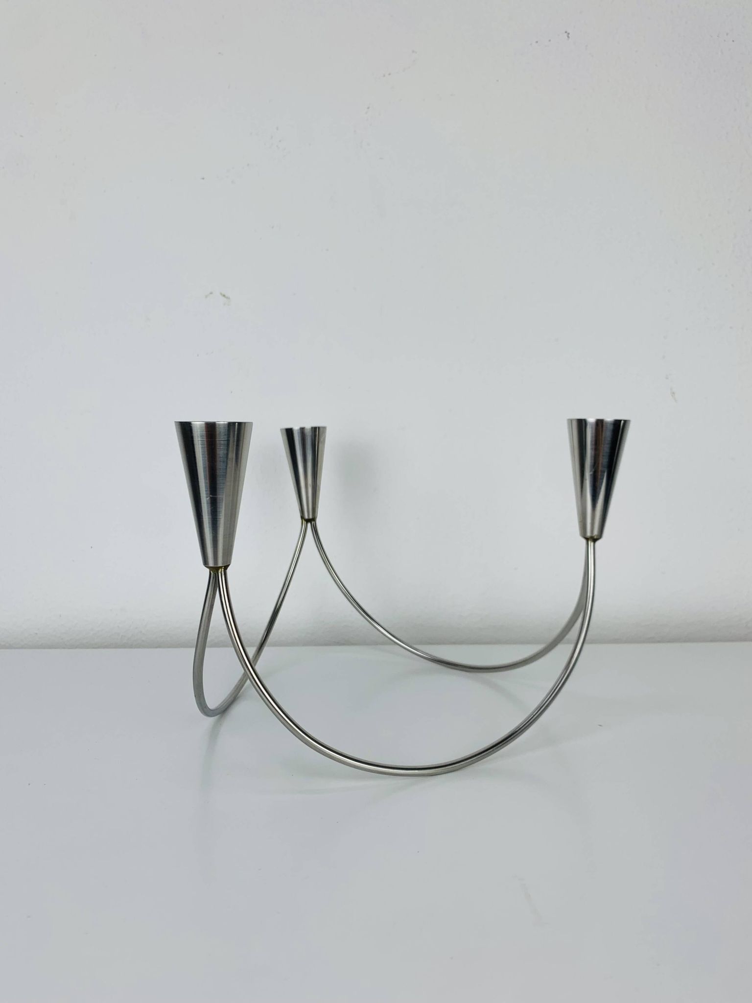 Bougeoir inox triple, vintage
