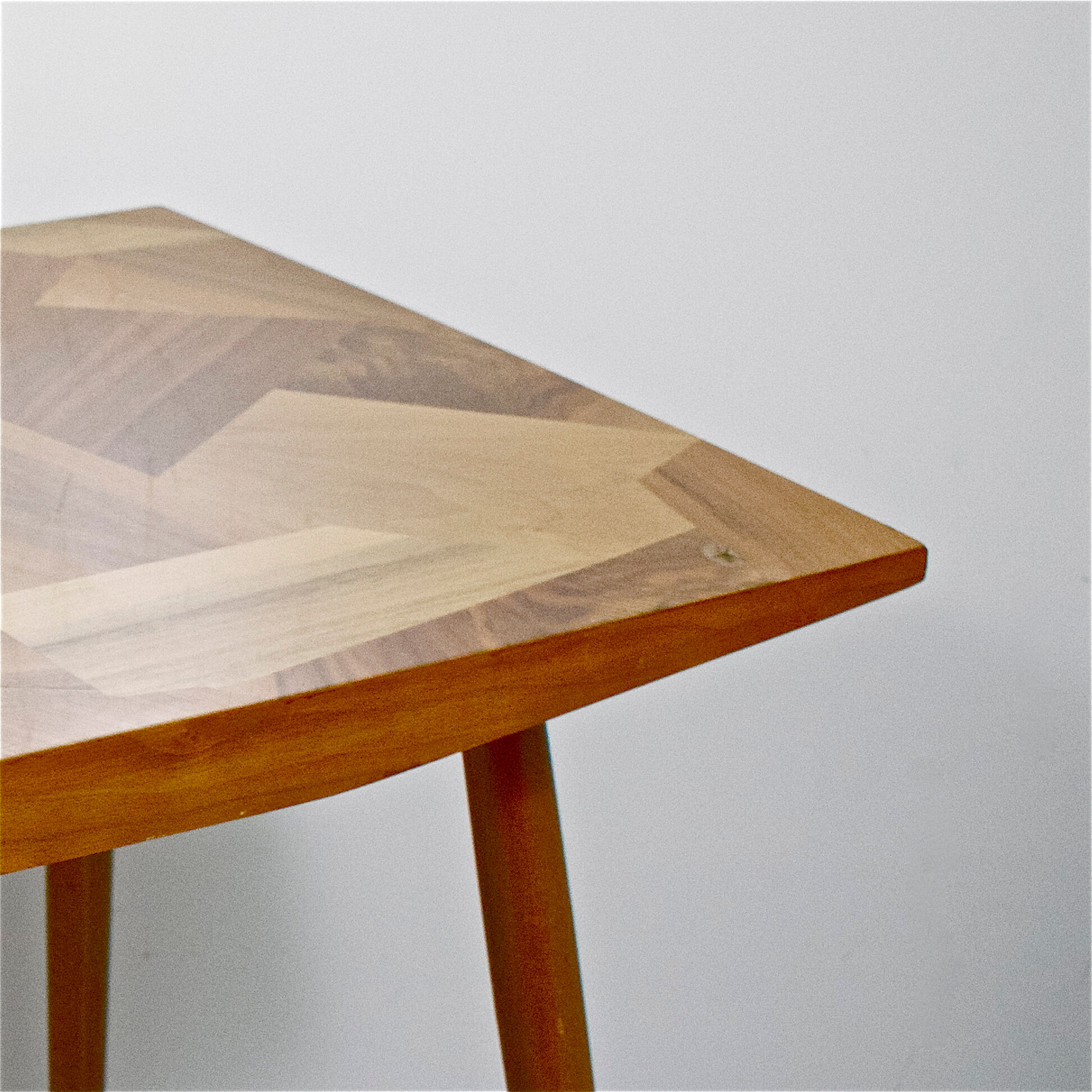 Wooden mosaic table vintage 1950-60