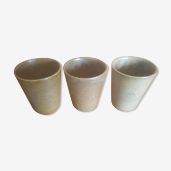 Lot de 3 gobelets / verres en grès Digoin France