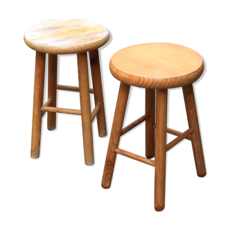 Pair of vintage alpine stools
