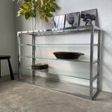 Pair of chrome and glass shelves from the 70s