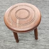 Turned wooden tripod stool: vintage