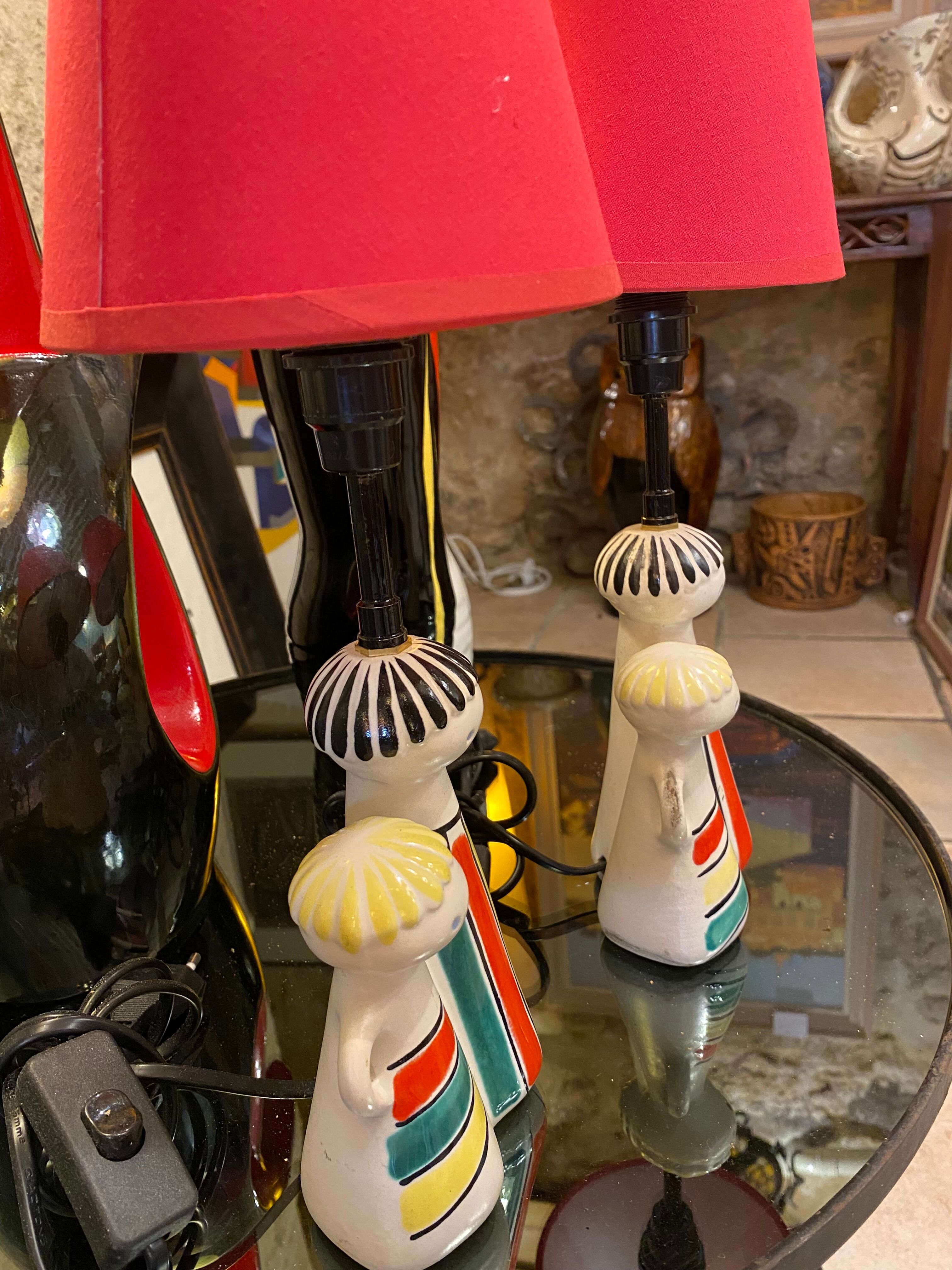 Pair of ceramic lamps