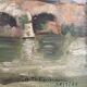 Painting old landscape painting bridge XXth A.Taboureau 1948