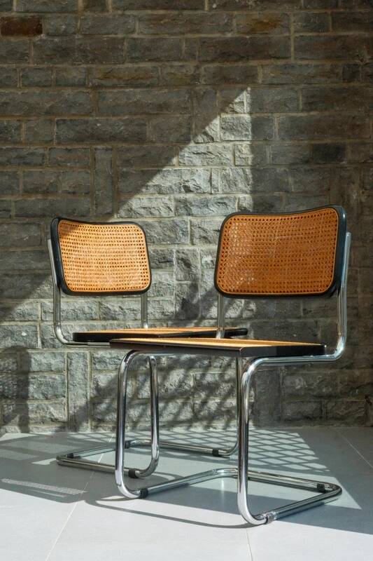 Pair of black Cesca chairs B32 Marcel Breuer