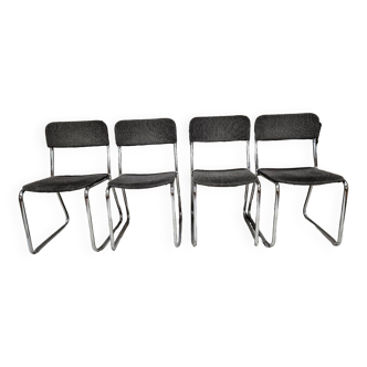Lot de quatre chaises traîneaux   1970 vintage