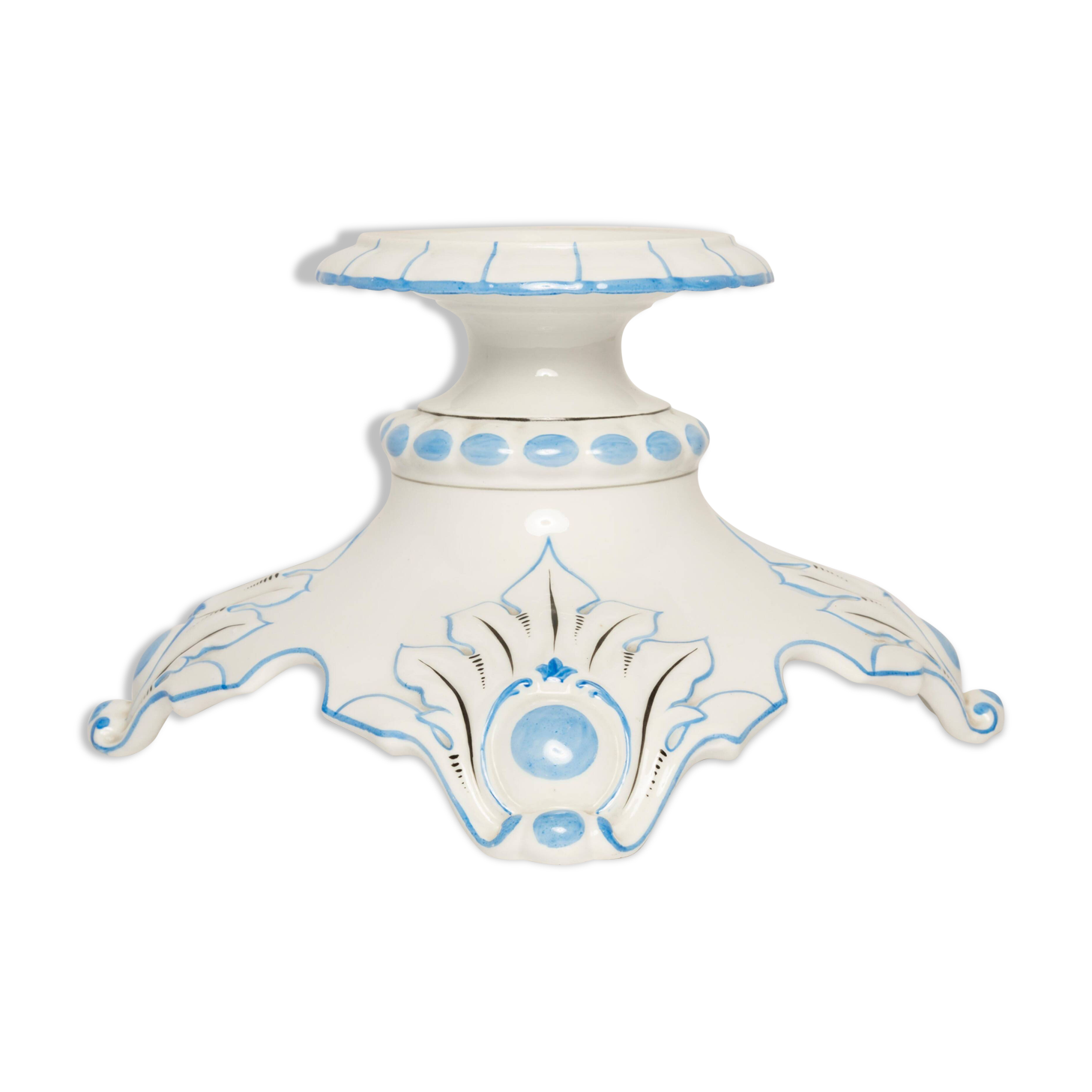 White and blue ceramic chandelier from the 20th century, France, 1960s.