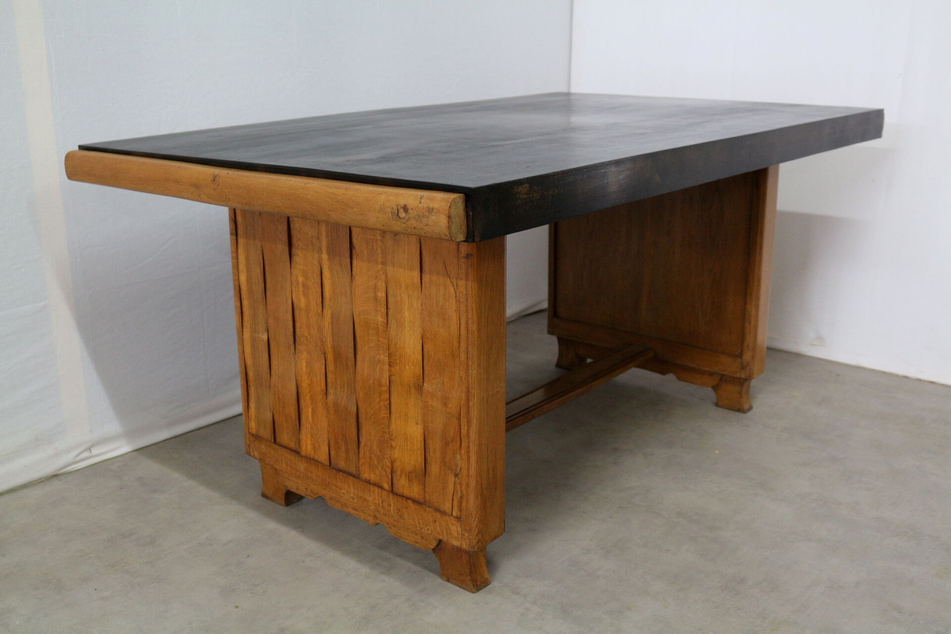 1950 oak table on black