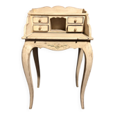 Coiffeuse vintage en bois blanchi