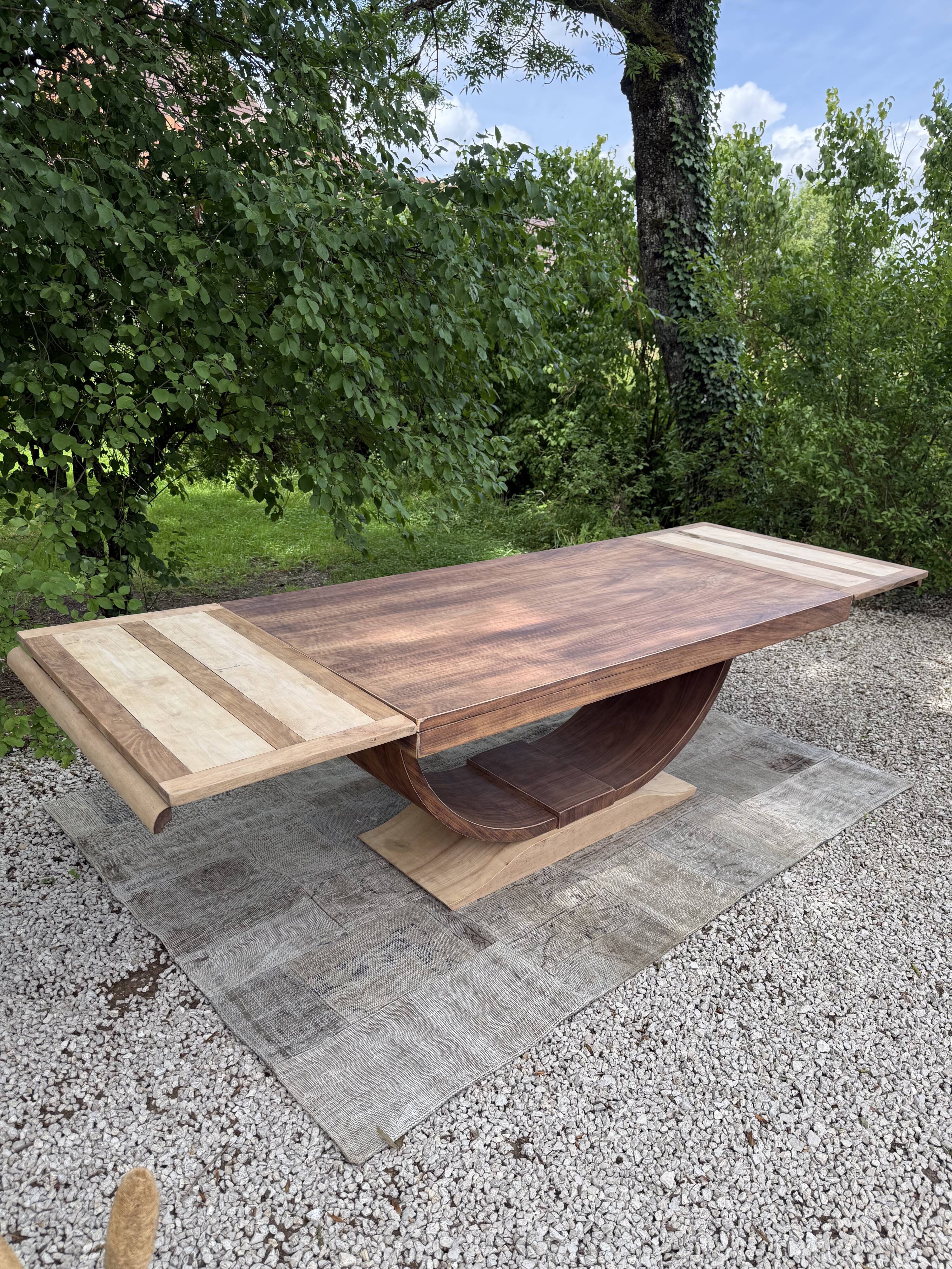 Renovated wooden table with extensions.
