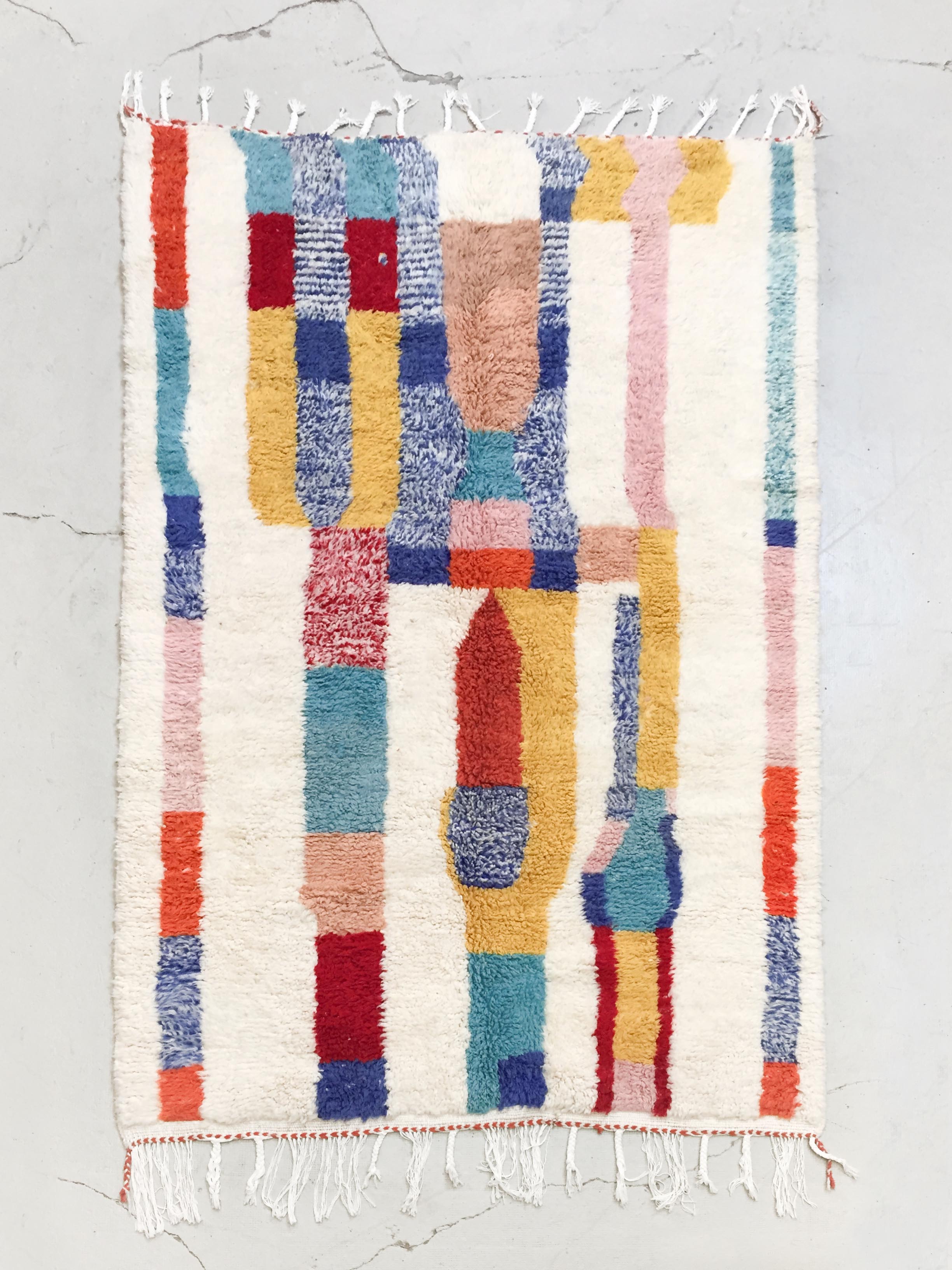 Contemporary azilal Moroccan Berber rug with colorful patterns 256x166cm