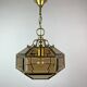 Suspension en cristal hexagonal diamanté en laiton doré, Italie, années 1960