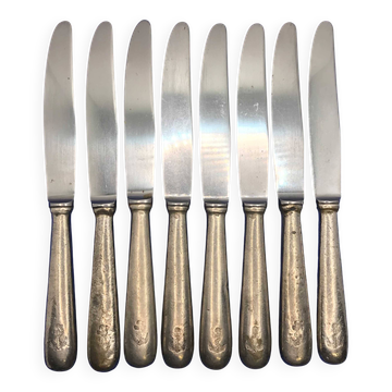 Lot de 8 petits couteaux de la marine en métal argenté soh