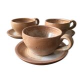 Lot of 3 marbled stoneware coffee mugs