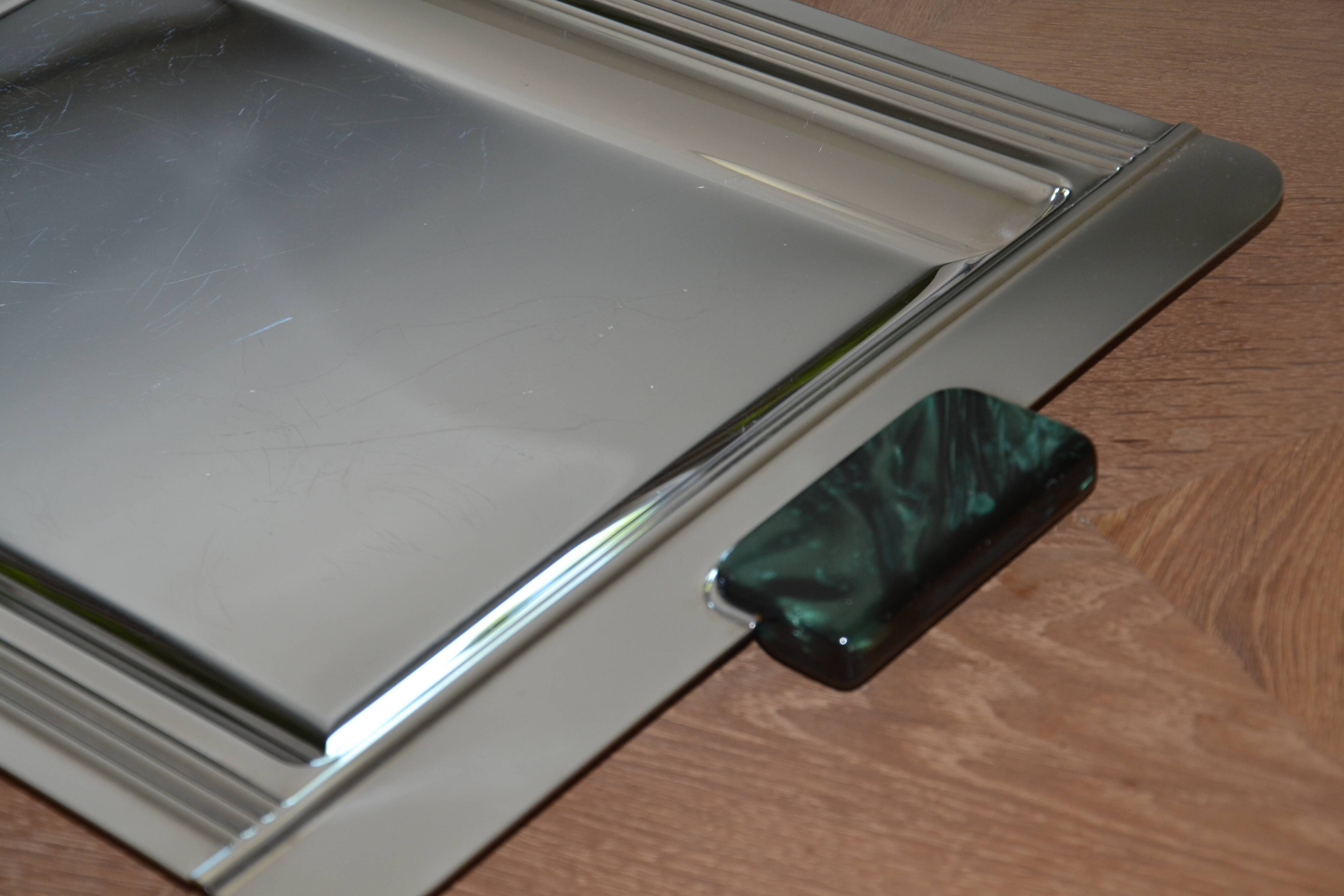 Large Jean Couzon stainless steel serving tray