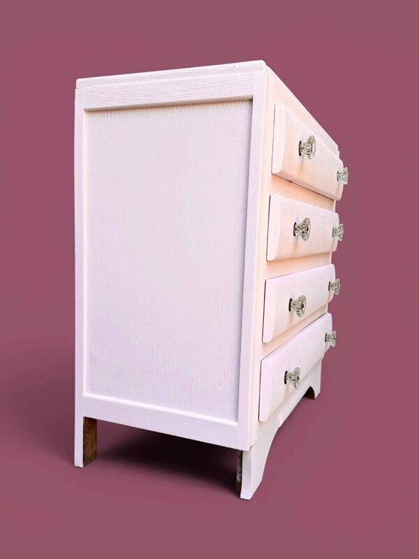 Commode vintage rose poudré Farrow & Ball, finition mat