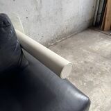 BnB Italia Sity 2-seater leather sofa — black seat with white leather base