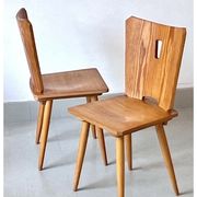 Vintage brutalist pine chairs