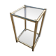 Square faux bamboo pedestal table in gold-plated brass and glass