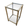 Square faux bamboo pedestal table in gold-plated brass and glass