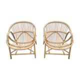 Paire de fauteuils en rotin