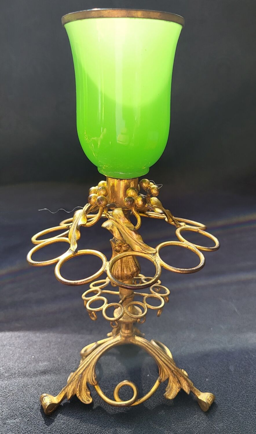 Paire de porte cigares en opaline verte (uranium/ouraline) Napoléon III