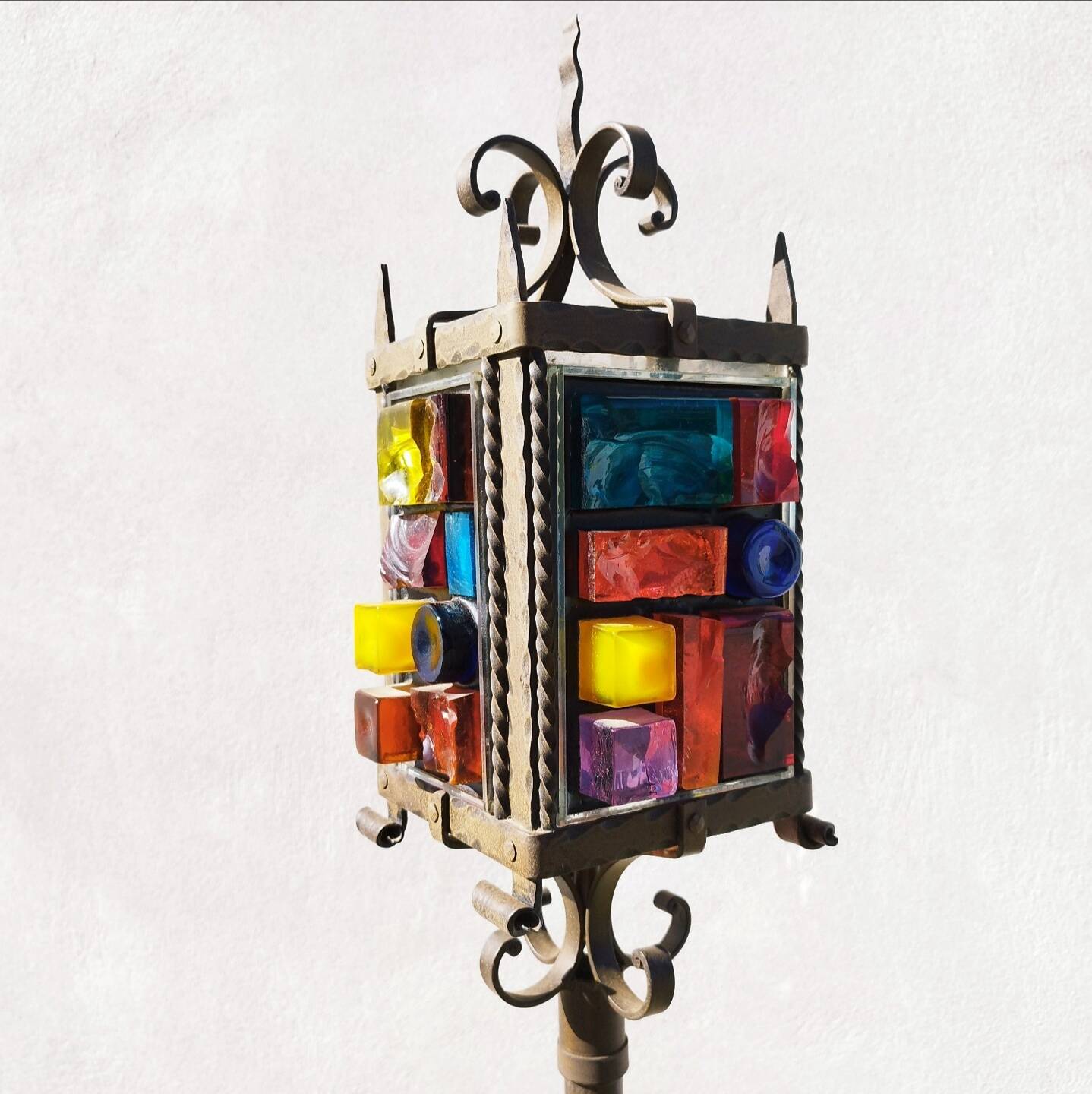 Vintage medieval gothic wrought iron floor lamp