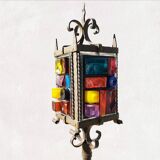 Vintage medieval gothic wrought iron floor lamp