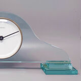 1970s table clock by omodomo in crystal. made in italy