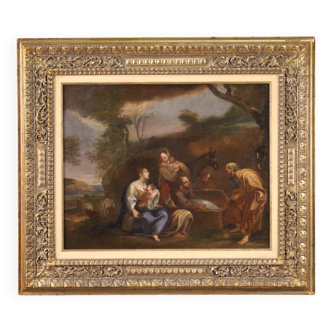 18th century Italian landscape painting with family scene