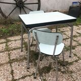 Table and chairs in water green formica