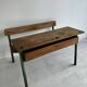 Ancien pupitre d’école double vintage Colman Thonon 1950-1960