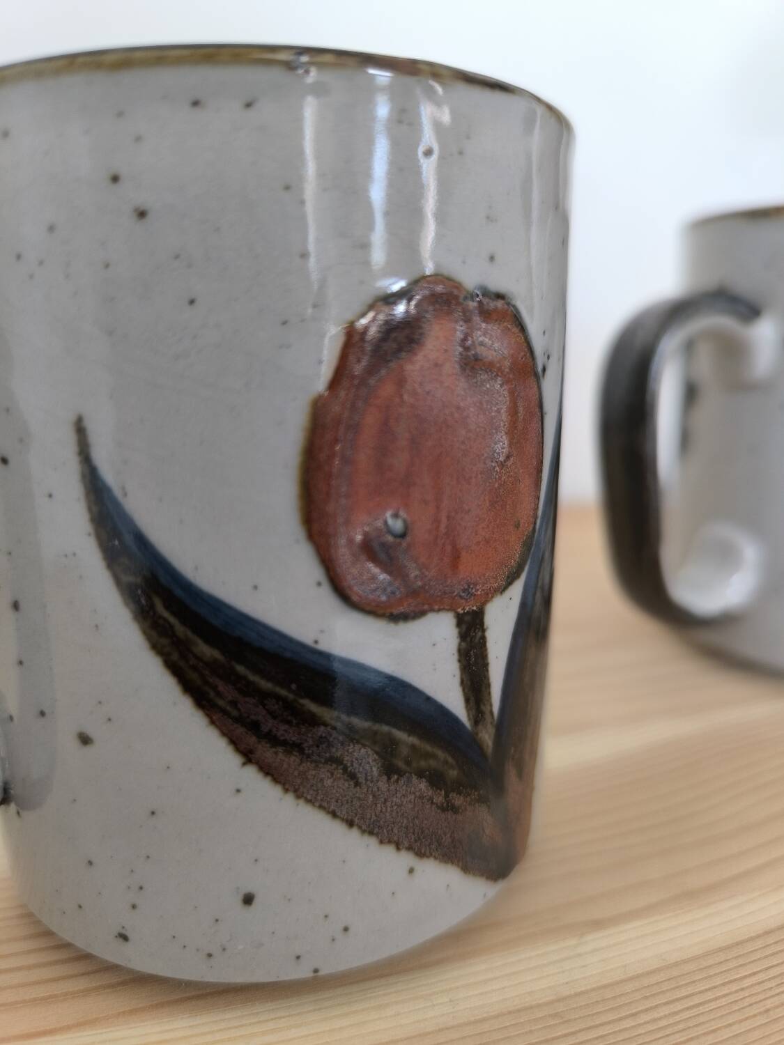 Pair of glazed stoneware mugs 1970