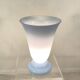 Magnificent large vintage lamp in opaline blue Bohemian glass — signed