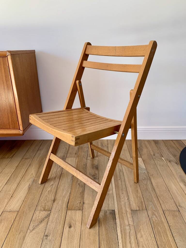 vintage beech wood folding chair from the 70s