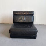 De sede 'ds-77' sofa bed in black leather, 1-seater module