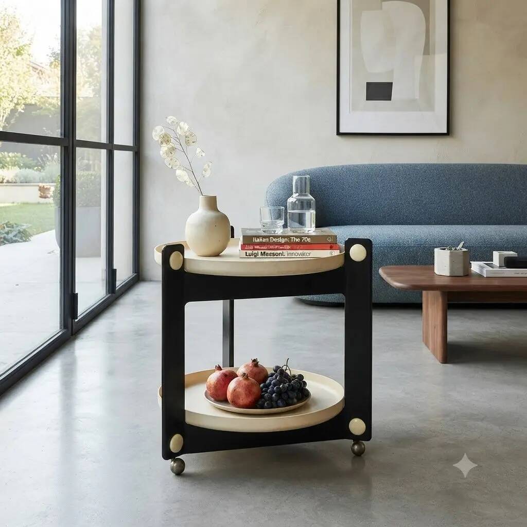 Vintage Guzzini kitchen dessert trolley, design by Luigi Massoni, Italy, 1970s.