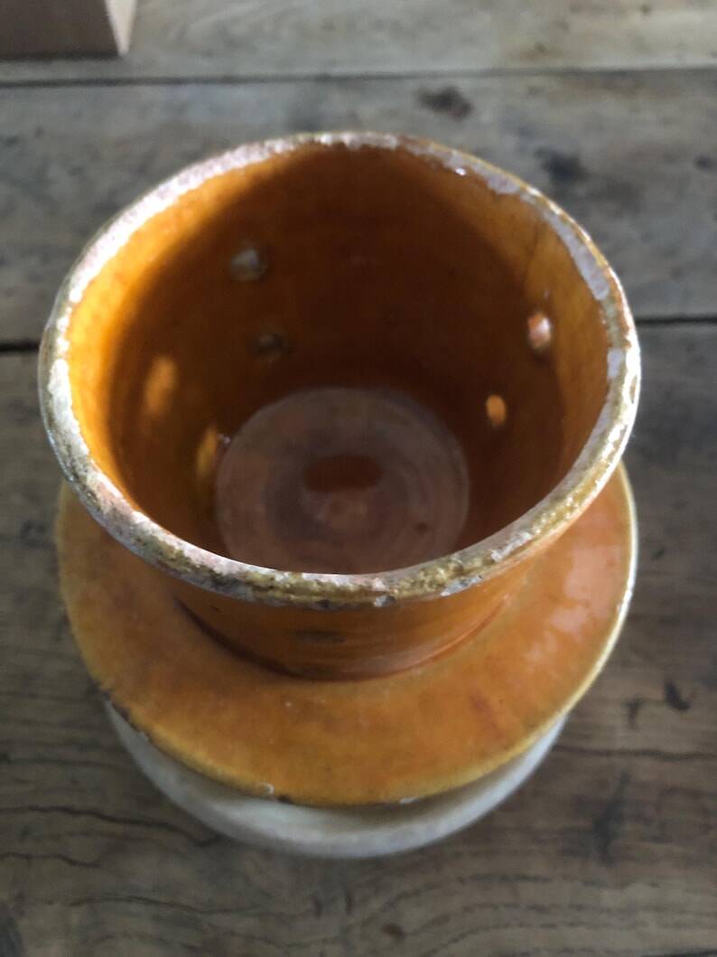 Vintage Biot Terracotta Butter Cooler: French Farmhouse Glazed Ceramic