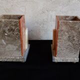 Pair of marble and onyx book clamts