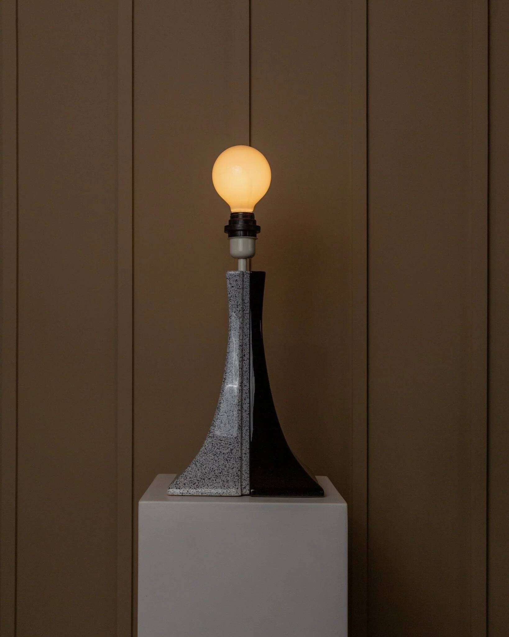 Black and White Ceramic Lamp - Handmade in Italy, Memphis Style Modern Bedside Light